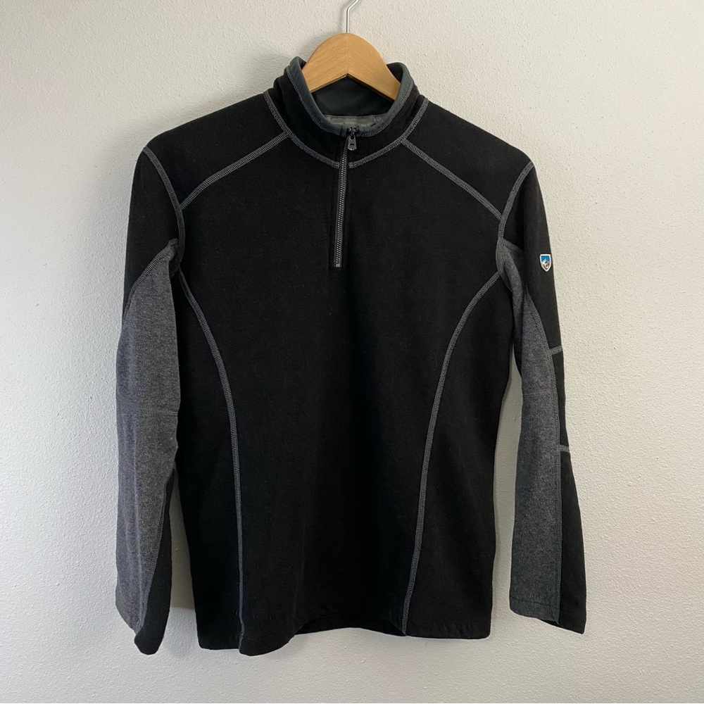 Kuhl Kashmira Revel 1/4 Zip Pullover Black‎ and Grey Boys Large